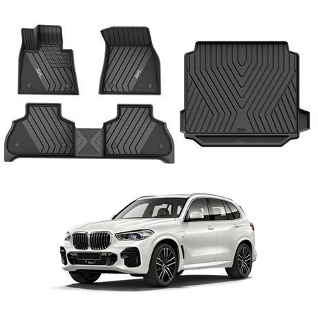 3W Floor Mats & Cargo Liner Custom Fit for BMW X5 2019-2024 TPE All-Weather