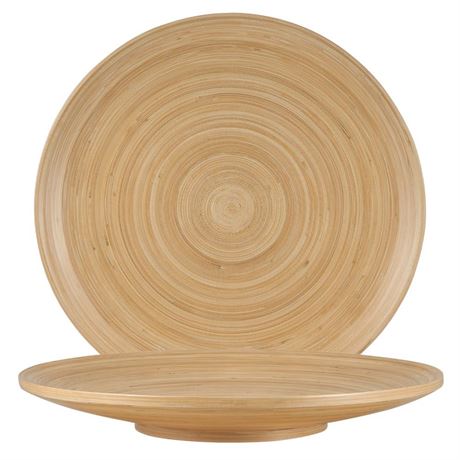 Bamboo Fruit Bowl 12" Large Round Wooden Plate for Coffee Table Decor &