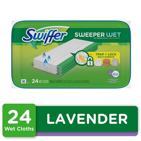 Swiffer Sweeper Wet Mopping Cloths with Febreze Freshness, Lavender Vanilla &