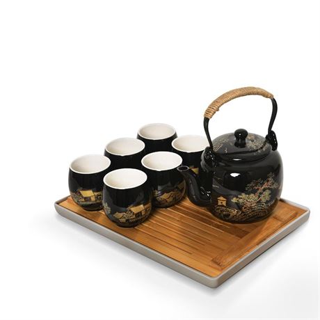 Japanese Tea Set for Adults - Includes 1 Teapot, 6 Tea Cups, 1 Tea Tray, and