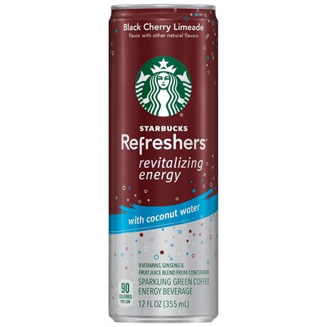 Starbucks Refreshers with Coconut Water, Black Cherry Limeade, 12 oz, 12 Pack