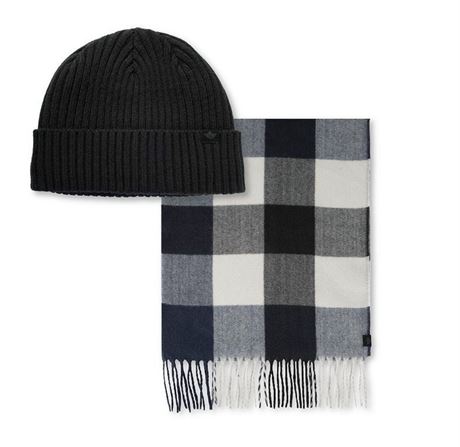 Men's Dockers® 2-pc. Beanie & Brushed Plaid Scarf Gift Set, Gray