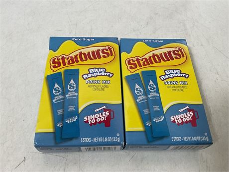 Starburst Zero Sugar Singles-to-Go Powdered Drink Mix, Blue Raspberry, 6 Count