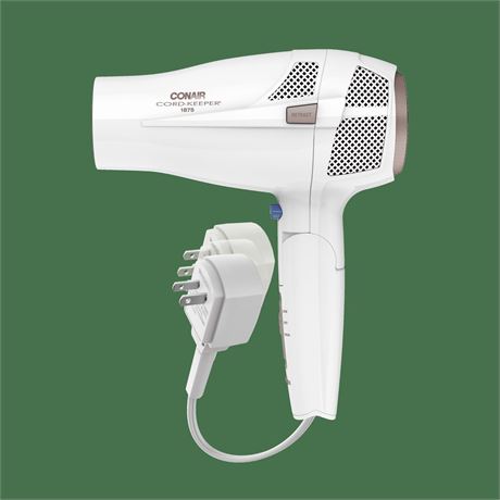 Conair Double Ceramic Travel Hair Dryer, 1875 Watts, Dual Voltage, Folding