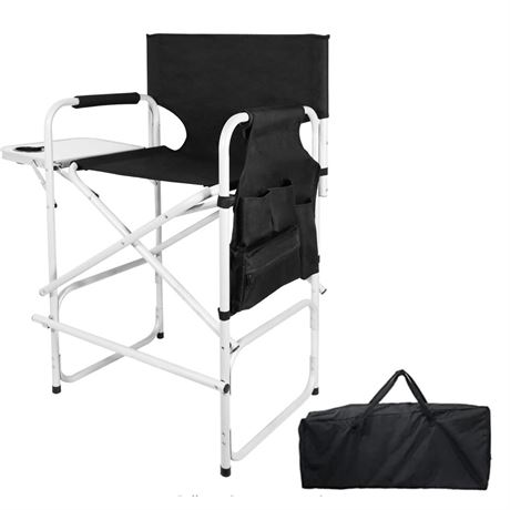 Tall Director Chair Foldable Wide Body, Portable Makeup Artist Chair Bar