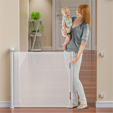 Retractable Baby Gates, BabyBond Baby Gate for Stairs Extra Wide 59” X 33” Tall
