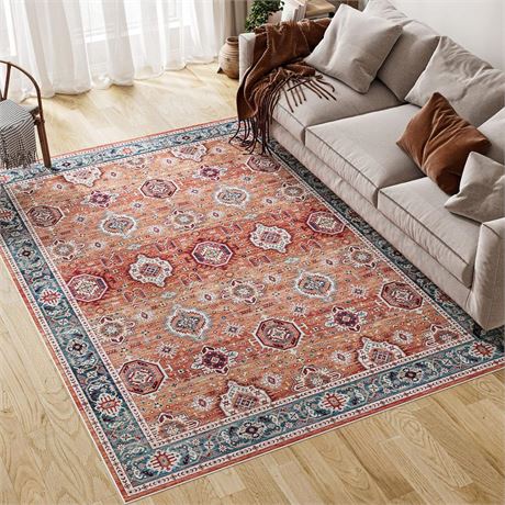 Dripex Washable Area Rug 6x8 Rug Stain & Water Resistant Foldable Thin Vintage