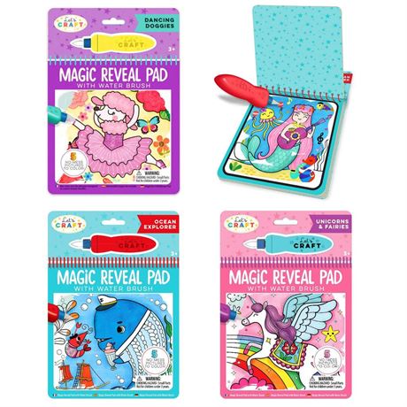 Bright Stripes Let's Craft Magic Reveal Pad No Mess Water Coloring Book Kids