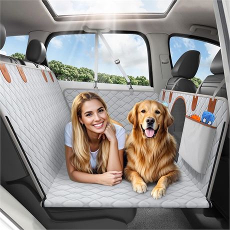 Dog Car Seat Cover for Back Seat, Back Seat Extender for Dogs with Hard Bottom