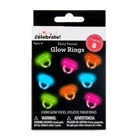 Multicolor Plastic Glow Ring Party Favors  8 Pieces  by Way to Celebrate