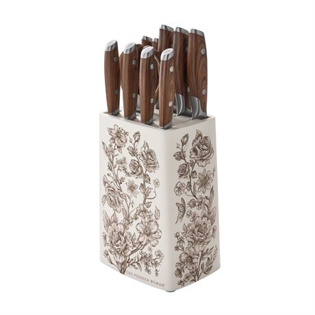 The Pioneer Woman 11 Pieces Knife Set with Decal Block Stainless Steel Knives,