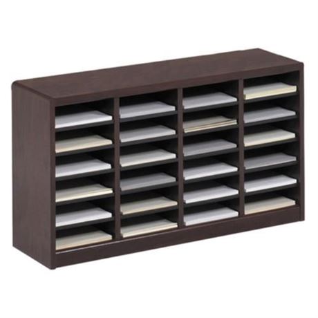 Safco E-Z Stor Mahogany Wood Mail Organizer - 24 Compartments