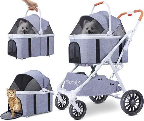 iBuddy Pet Stroller for Dog and Cat 4 in 1 Detachable Pet Travel Carrier & Car