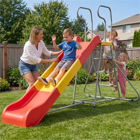 Kdymod 6.4FT Slide for Kids,Playground Equipment with Climbing Ladder, Water