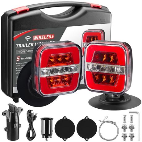 Wireless Trailer Lights - Magnetic Trailer Lights Adjustable Tow Light with