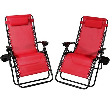 Sunnydaze Outdoor XL Zero Gravity Lounge Chair with Pillow and Cup Holder