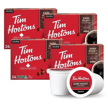 Tim Hortons Dark Roast Coffee, Single-Serve K-Cup Pods Compatible with Keurig