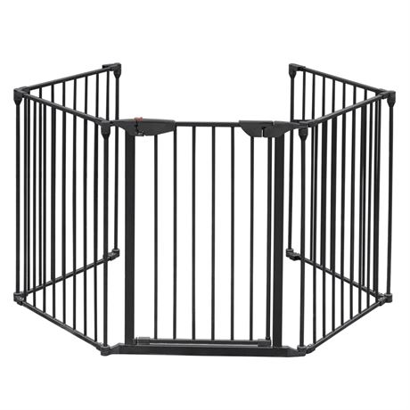 Bonnlo 120 Inches Wide Configurable Baby Gate Fireplace Safety Fence/Guard