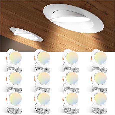 Amico 12 Pack 6 Inch 5CCT Gimbal LED Recessed Lighting, 360°&90°Adjustable