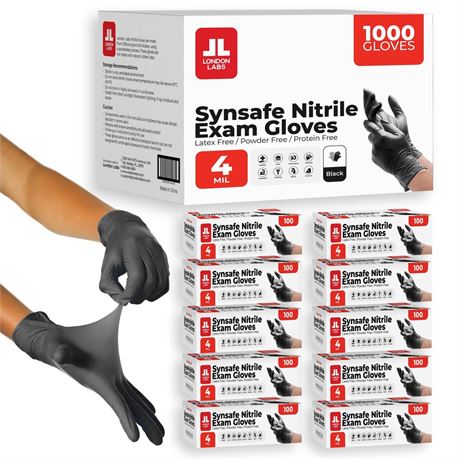 London Labs 4 Mil Disposable Nitrile Exam Gloves, Latex Free & Powder Free