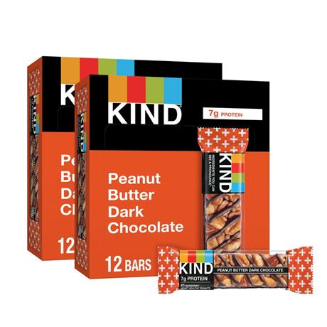 KIND Bars, Peanut Butter Dark Chocolate, Healthy Snacks, Gluten Free, 24 Count