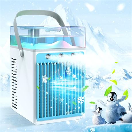 Portable Air Conditioner Fan, Rechargeable 4-IN-1 Personal Mini Cooler