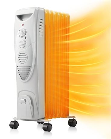 R.W.FLAME Oil Filled Radiator Heater,3 Heat Settings, Adjustable Thermostat,