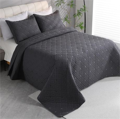 Cmfshape Grey Quilt Twin,2 Pieces Twin Quilt Bedding Set,Soft Microfiber 3D