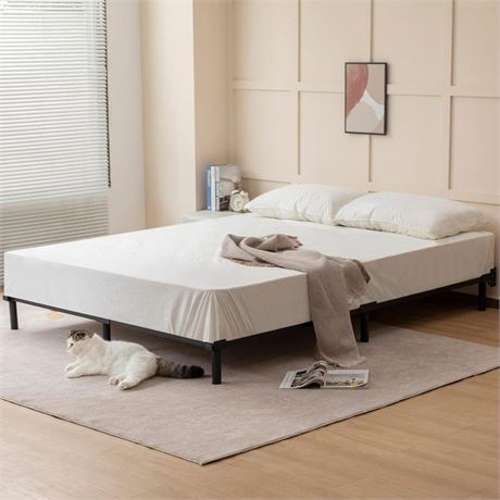 Tool-Free Easy Assembly Low Bed Frame King, 7 Inch Platform Bed Frame, No Box