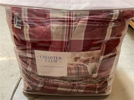 Charter club 100% full / queen flannel comforter set 3 piece