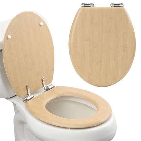 Navaris Toilet Seat - Decorative MDF Toilet Seat with Soft Closing Mechanism