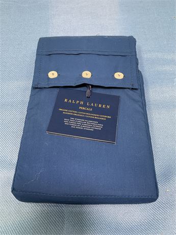 Ralph Lauren HARBOR BLU Organic 464 Percale Pillowcase  US Standard Case