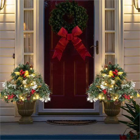 Peyton LED Christmas Wreath with 8 Lighting Modes - 50 LEDs for Outdoor Holiday