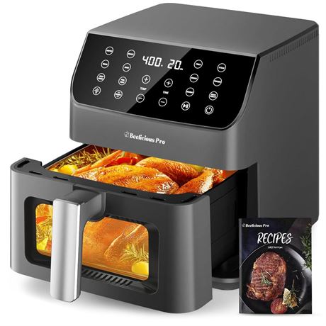 Beelicious® 5.8QT Large Air Fryer, 12-in-1 Digital Airfryer with Clear Window,