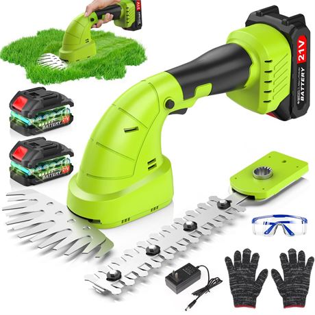 Cordless Hedge Trimmer & Grass Shears, 2 in 1 Electric Hedge Clippers/Grass