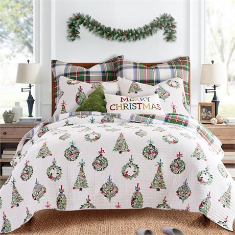 Levtex Home - Festive Baubles Quilt Set - Full/Queen Quilt and Two Standard