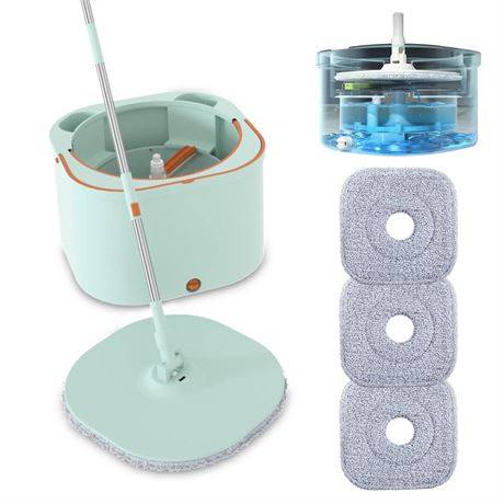 Flat Floor Mop and Bucket System Set with Wringer, Spin Mop and Bucket Separate