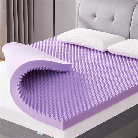 SINWEEK 3 Inch Egg Crate Memory Foam Mattress Topper Queen Size, Soft Mattress