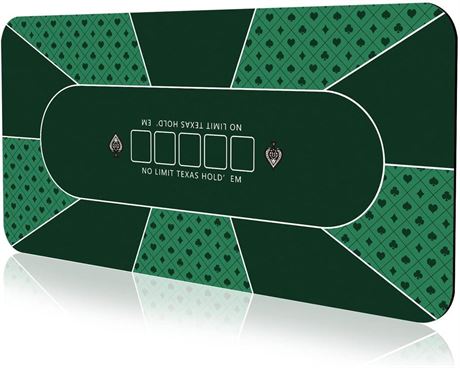 YUZPKRSI 70 x 35 Inch Poker Mat, 8 Players Texas Hold'em Poker Rubber Mat Poker