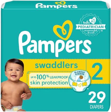 Pampers Swaddlers Diapers - Size 2, 29 Count, Ultra Soft Disposable Baby