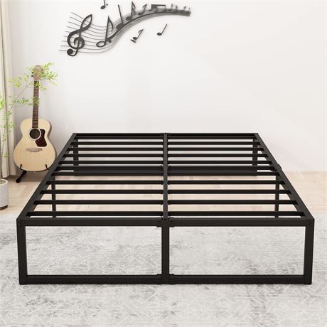 Lutown-Teen 14 Inch Queen Bed Frame with Heavy Duty Steel Slat Support | Sturdy