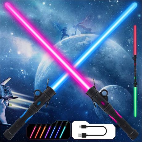 Gianby Light up Saber for Kids Adults, 2-in-1 LED Dual Light Swords Set with 25