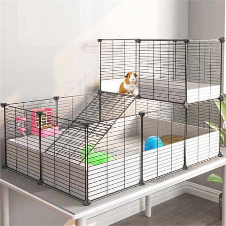 Oneluck Guinea Pig Cage,Indoor Habitat Cage with Waterproof Plastic