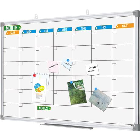 Lockways Dry Erase Calendar Whiteboard, White Board Calendar Monthly 24" x 18",