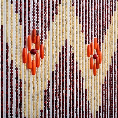 FlavorThings Brown Wood Bead Curtain - Waverly - Natural Wood Bamboo Door