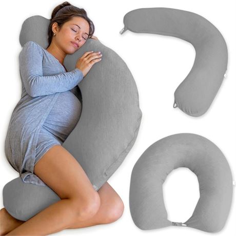 Pharmedoc Crescent Pregnancy Pillows - Body Pillow for Adults - Side Sleeper –