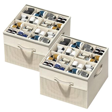 Aokeyee Shoe Organizer for Closet,2 Pack Foldable Shoe Storage Organizer Box
