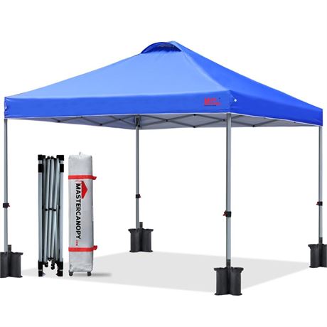 MASTERCANOPY Durable Pop-up Canopy Tent with Roller Bag (8x8, Blue) 8x8 Blue