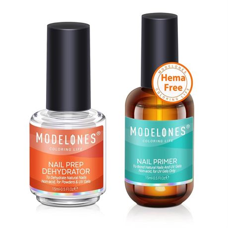 modelones 15 ml Nail Dehydrator and Primer, Acid Free Base Coat Natural Nail