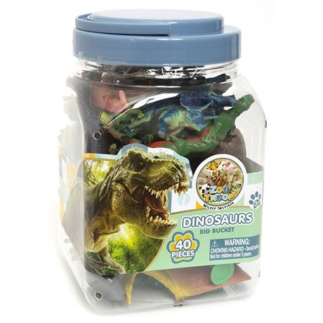 Zoo Troop Big Bucket of Dinosaurs – 40-Piece Play Set | Educational &